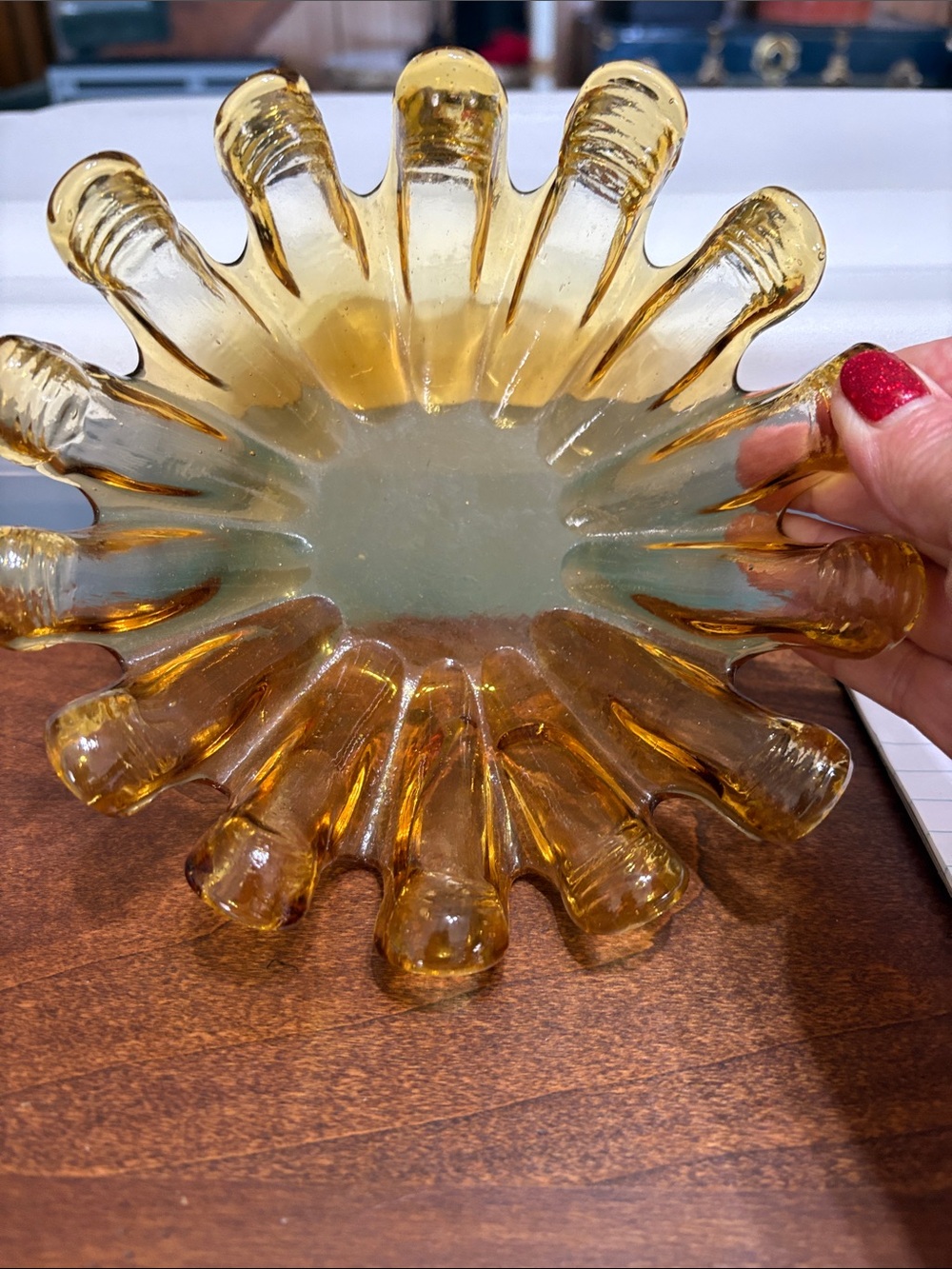 Amber Glass Mid Century Modern Sunburst Decorative Bowl - Brand Unspecified